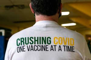 The Mason COVID Response Team celebrated the vaccination of students with T-shirts. 