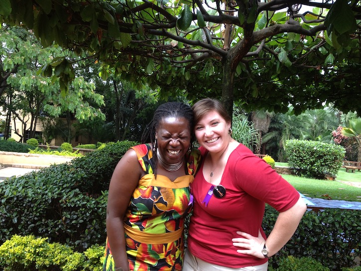 Emily Sample stands shoulder-to-shoulder with her researcher partner Lina Zedriga in Uganda in 2013.