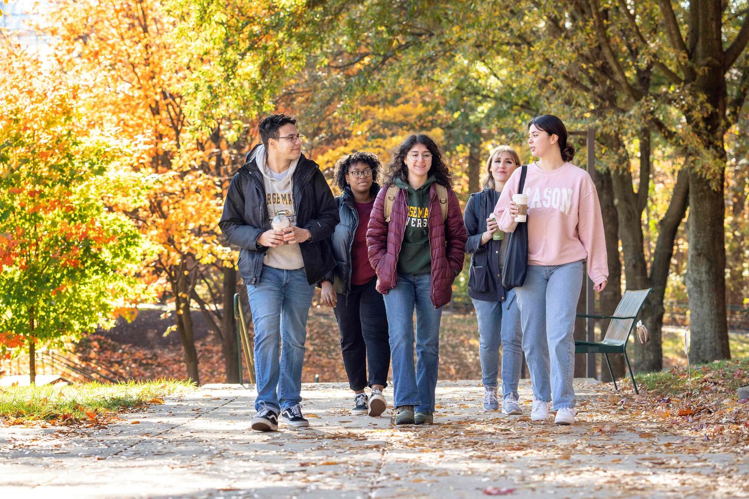 Students walk together on campus