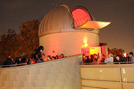 night view of the observatory on Mason Fairfax campus