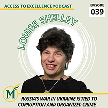 graphic of guest Louise Shelley for access to excellence podcast 
