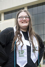 Nora Kurtishi wears her EIP alumni stole