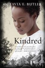 cover art Kindred by Octavia Butler, shows a young Black woman looking down