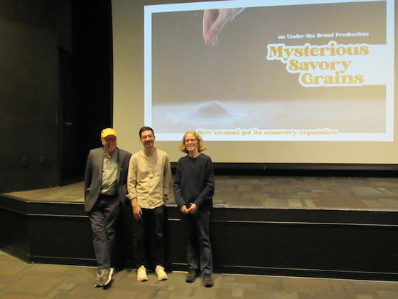 CVPA Dean Rick Davis, alum Kyle Finnegan, and associate professor Cynthia Fuchs at the film screening.