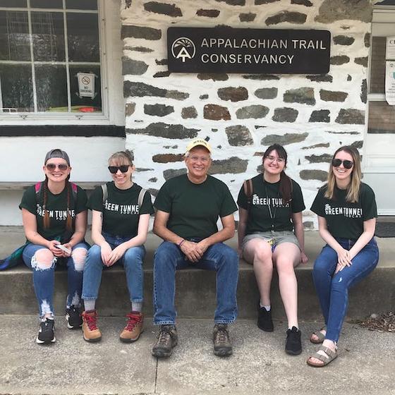 From left to right: Hayley Madl, Ashley Palazzo, Mills Kelly, Eleanor Magness, and Bridget Bukovich at the Appalachian Trail Conservancy. Photo provided.