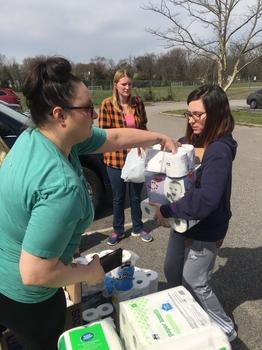 Students volunteering at Donation Drive 